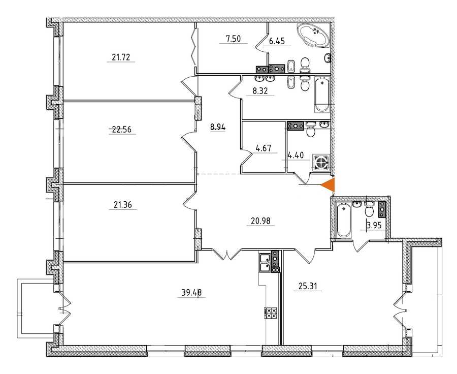 Четырехкомнатная квартира в : площадь 198.48 м2 , этаж: 3 – купить в Санкт-Петербурге